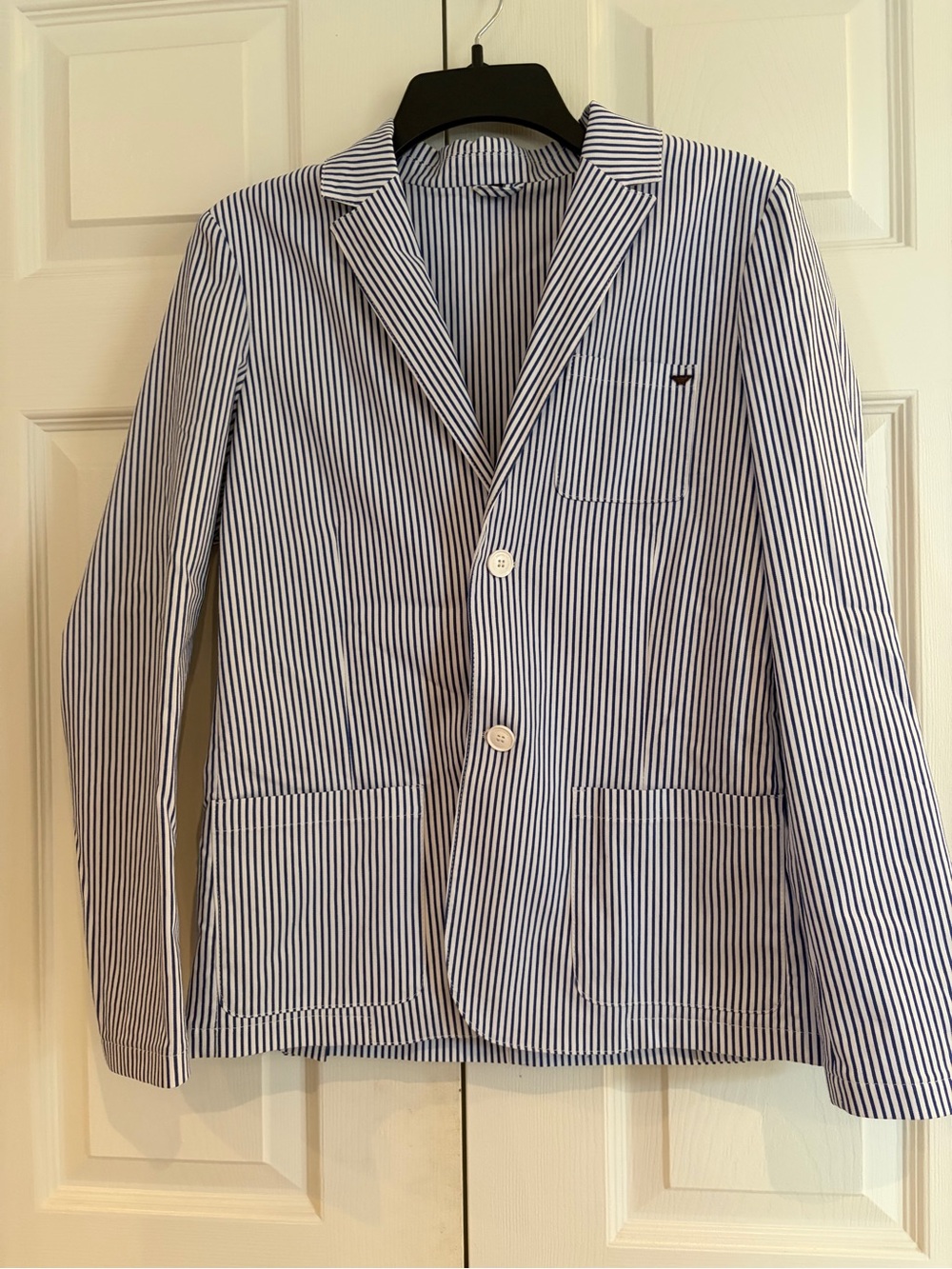 Emporio Armani Navy and White Pinstripe Kids Blazer
